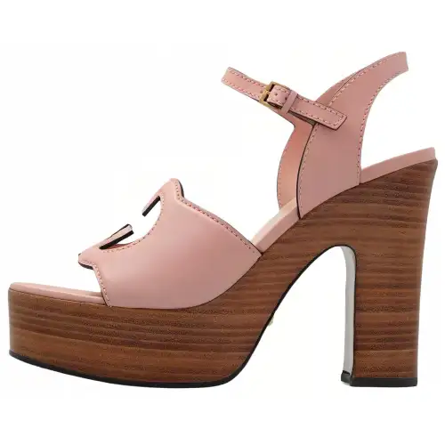 GUCCI Interlocking Leather One Strap Sandals 14cm Women's Pink