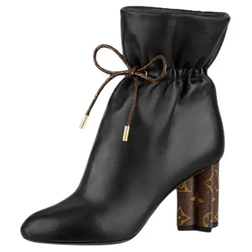 LOUIS VUITTON Silhouette MONOGRAM Canvas Leather Ankle Boots Women's Black