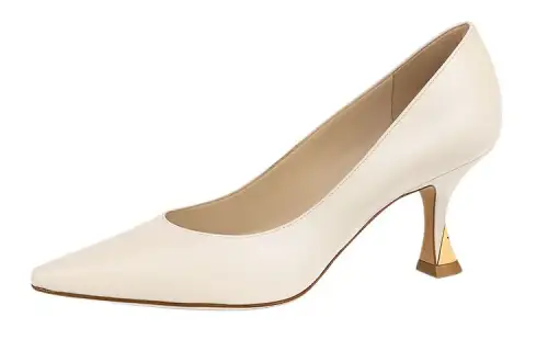 LOUIS VUITTON Sparkle Sheepskin Pointed Toe Spool Heel High Heels Women's Beige