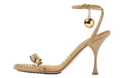 Bottega Veneta Dot Leather One Strap Sandals Women's Sucrose