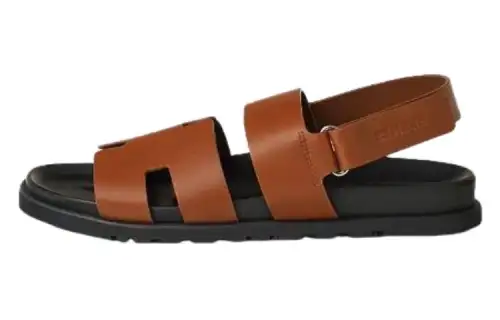 HERMES Leather Minimalist Fashion Beach Sandals Men's Brown
