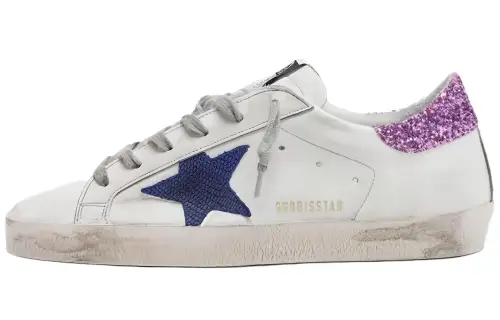Golden Goose Super Star Cow Leather Stylish Skateboarding Shoes Women's White Purple Tail