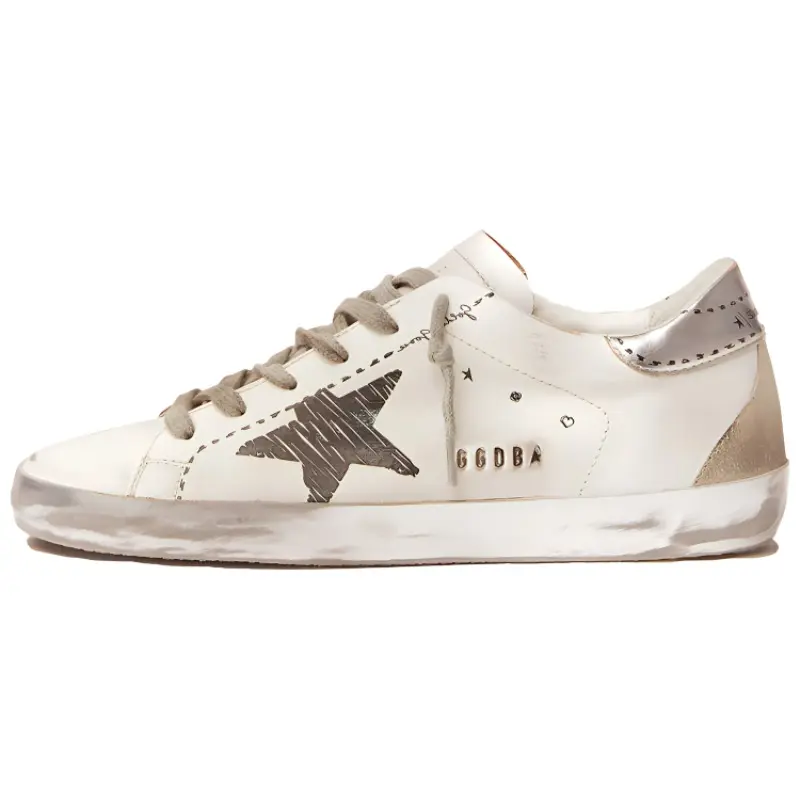 Golden Goose Super Star Skateboard Shoes Women's Low Top Ecru/Gray