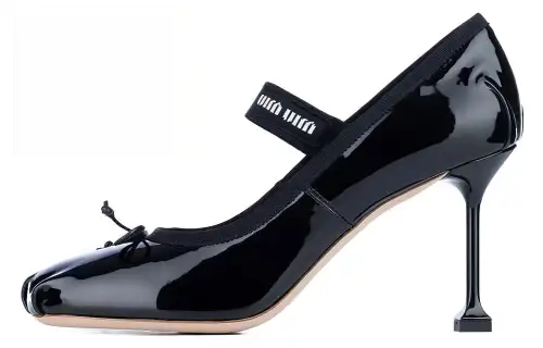 MIU MIU Leather Slim Heel High Heels Women's Black