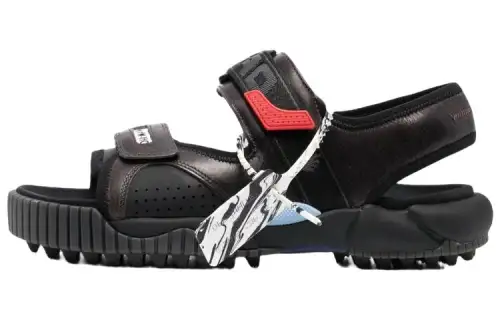 OFF WHITE ODSY Cotton Fabric Beach Sandals Men's Black Brown