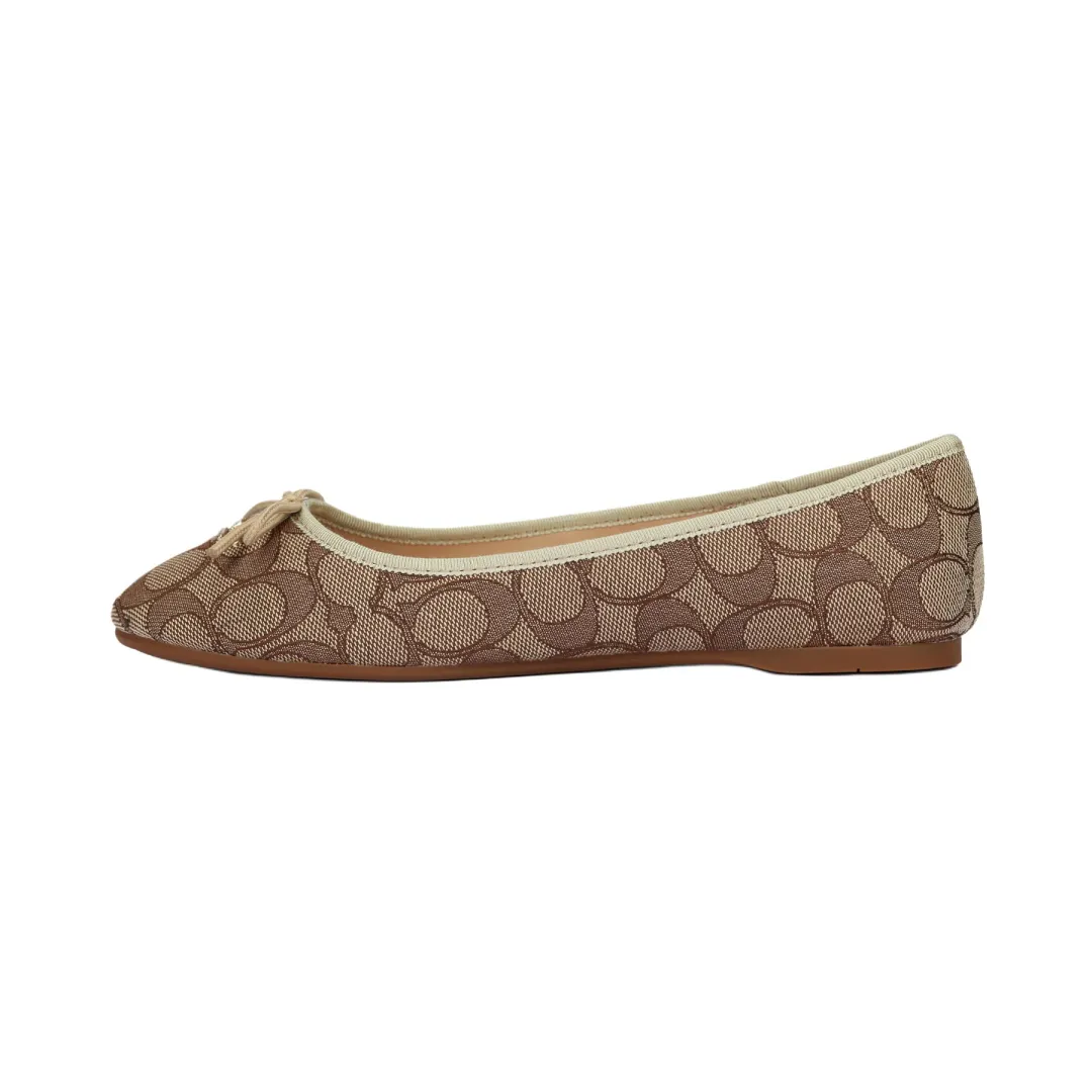 COACH Alina Ballet Fabric Flat Shoes Women's Khaki