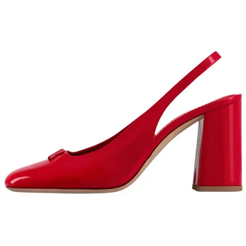 LOUIS VUITTON Swing Chunky Heel High Heels 8.5cm Women's Red