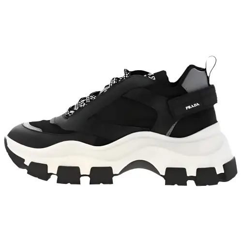 PRADA Monolith Pegasus Leather Low top Chunky Sneakers Men's Black