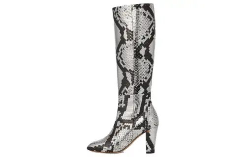 GUCCI Leather Knee high Boots Women's Silver