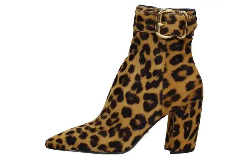 PRADA Leather Ankle Boots 8.5cm Women's Leopard Print