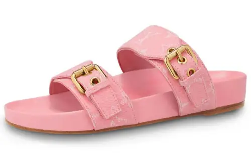 LOUIS VUITTON Bom Dia Mules 'Pink Minigram' Women's