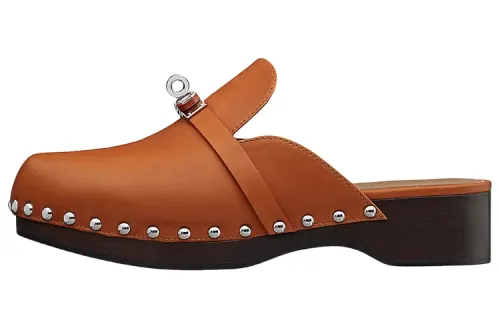 HERMES Carlotta Quiet Closed Toe Slippers Women's Brown