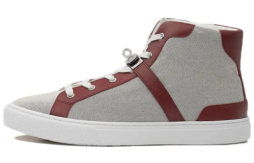 HERMES Daydream Top Grain Cow Leather High top Stylish Skateboarding Shoes Men's Fuchsia