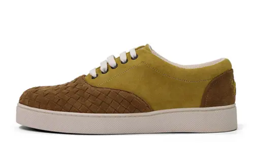 Bottega Veneta Leather Low top Skateboard Shoes Men's Yellow Brown
