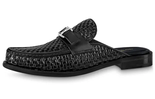 LOUIS VUITTON Major Closed Toe Slippers Men's Black