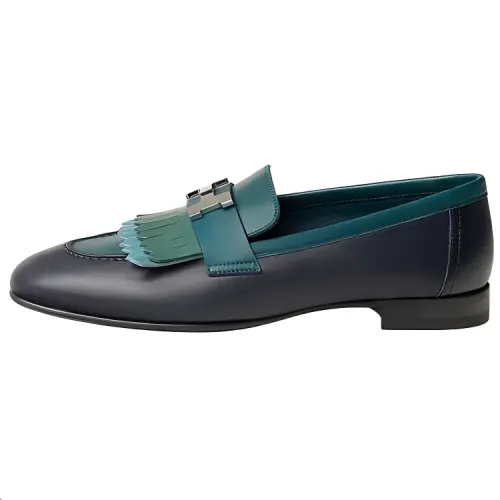 HERMES Royal Loafers Women's Blue Black