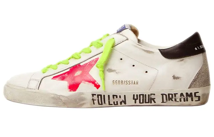 Golden Goose Super Star Cow Leather Stylish Skateboarding Shoes Men's White Red
