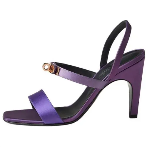 HERMES Glamour One Strap Sandals 9.5cm Women's Purple