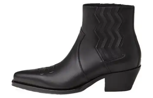 HERMES Leather Ankle Boots Women's Black