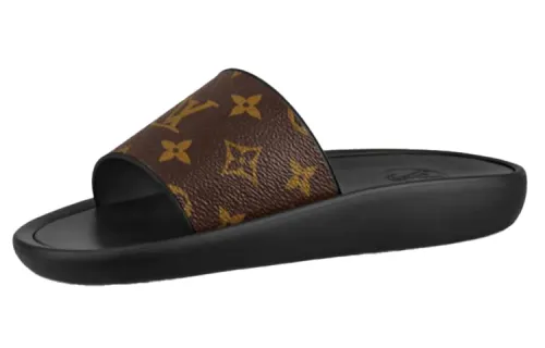 LOUIS VUITTON Sunbath Minimalist Style Stylish Sandal Women's Black Brown