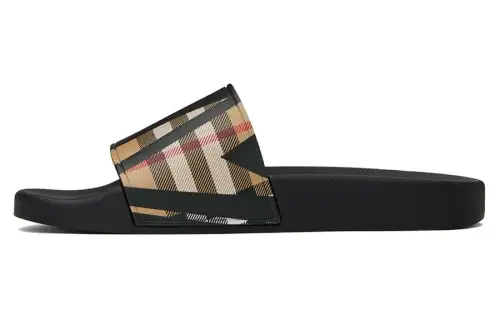 Burberry Slide Slippers Men's Black Beige
