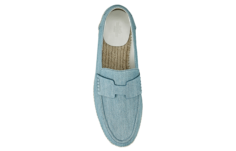 HERMES Trip Casual Flat Shoes Women's Denim Blue