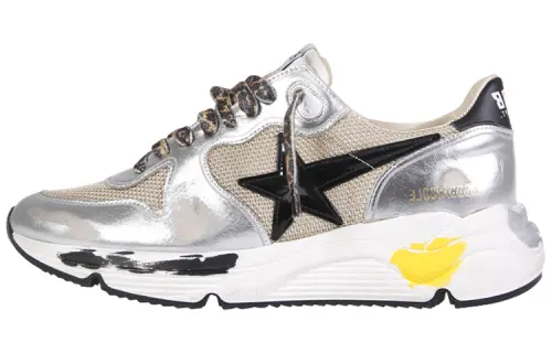 Golden Goose Running Sole Silver Beige Black White