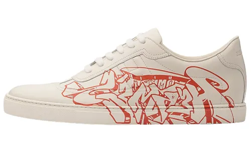 HERMES Quicker Cow Leather Low top Skateboard Shoes Men's White Red