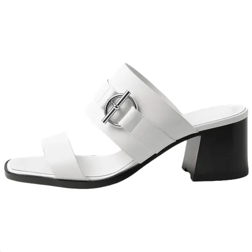 HERMES Slide Slippers 6cm Women's White