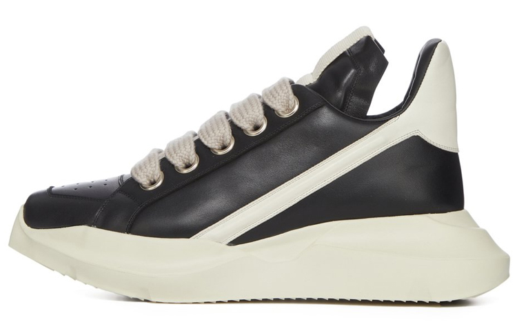RICK OWENS/RO Runway Geth Cow Leather Low top Sports Casual Shoes Men's Black White
