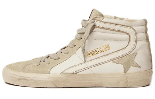 Golden Goose Slide Mid top Stylish Skateboarding Shoes Men's Gray White
