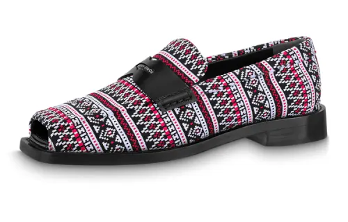 LOUIS VUITTON Connelly Fabric Flat Casual Shoes Women's White Red