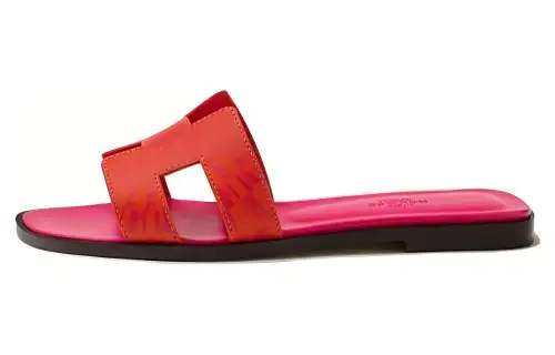 HERMES Oran Slide Slippers Women's Pink Orange