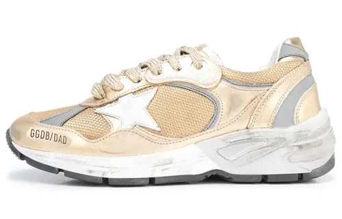 Golden Goose Dad Star Low top Casual Shoes Women's Gold Distressed