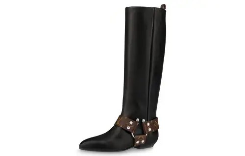 LOUIS VUITTON Rhapsody High Boots 'Black With Brown Belt' Women's