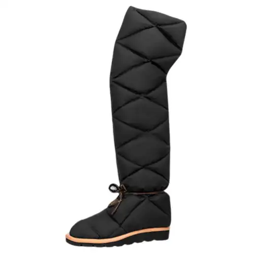 LOUIS VUITTON Pillow Polyester Comfortable Knee high Boots Women's Black