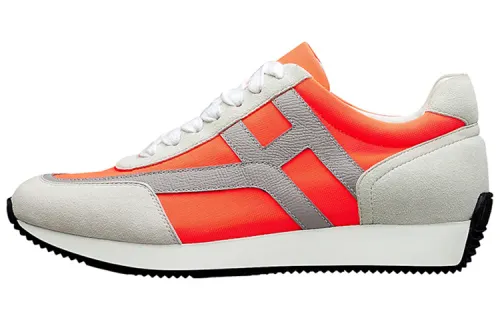 HERMES Cow Leather Low top Casual Shoes Women's Orange White