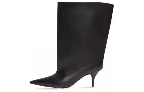 Balenciaga Waders Leather Mid Calf Boots 7cm Women's Black