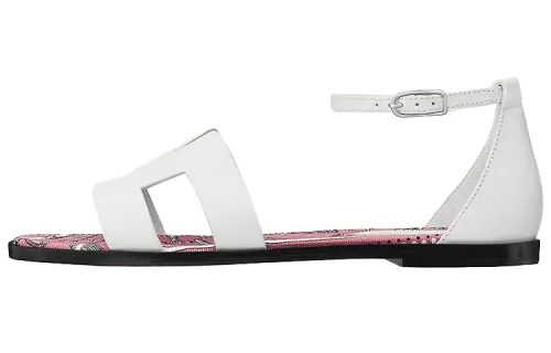 HERMES One Strap Sandals Women's White