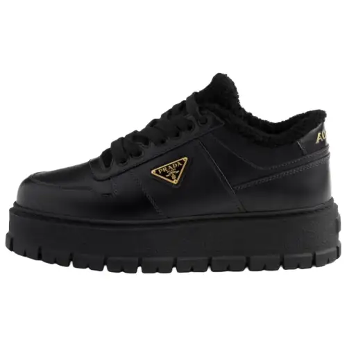 PRADA Leather Low top Skateboard Shoes Women's Black
