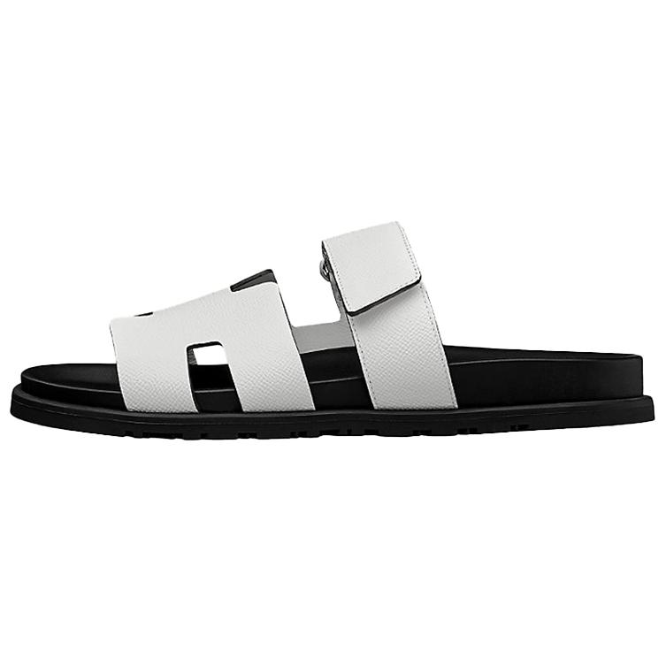 HERMES Chypre Slide Slippers Men's Black White