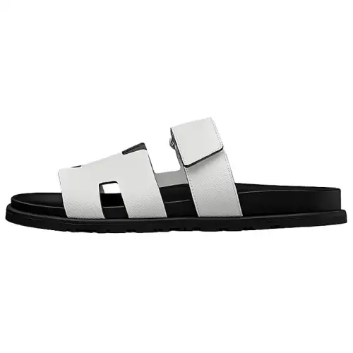 HERMES Chypre Slide Slippers Men's Black White