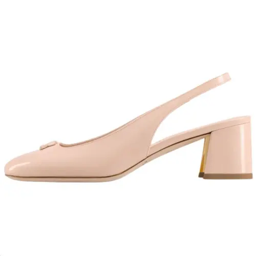 LOUIS VUITTON Swing Cow Leather Spool Heel High Heels 5.5cm Women's Pink