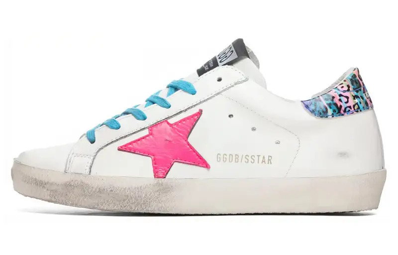 Golden Goose Super Star Stylish Skateboarding Shoes Women's White Pink Blue