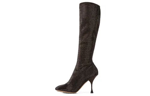 Bottega Veneta Dot BV Sparkle Suede Knee High Boots 9cm Women's Brown