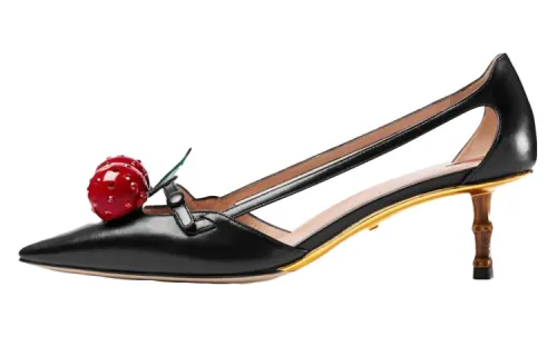 GUCCI Leather Cherry Pumps