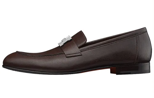 HERMES Loafers Men's Dark Brown