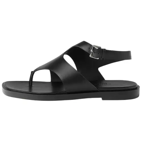 HERMES Karen One Strap Sandals 1CM Women's Black