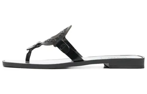 KARL LAGERFELD Logo-patch Leather Flat Slides