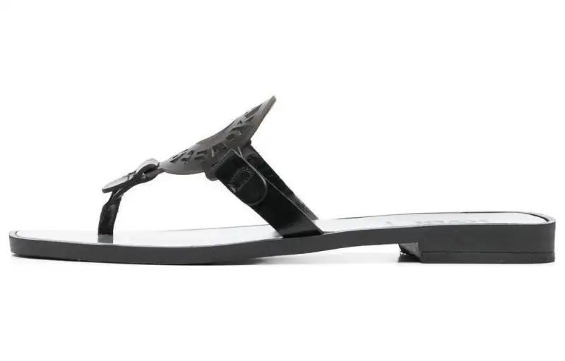KARL LAGERFELD Logo-patch Leather Flat Slides